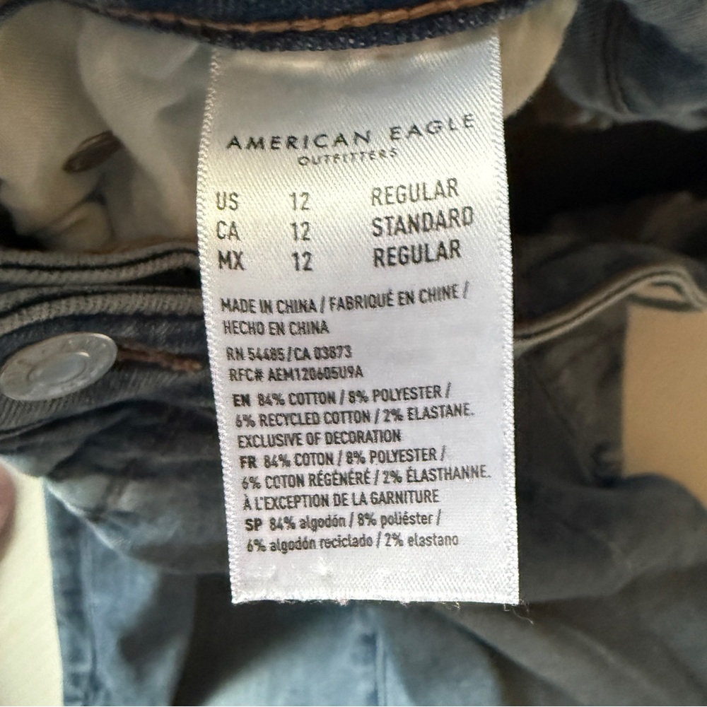 AE American Eagle Stylish High Waist Blue Flared Women Jeans - Picture 6 of 6